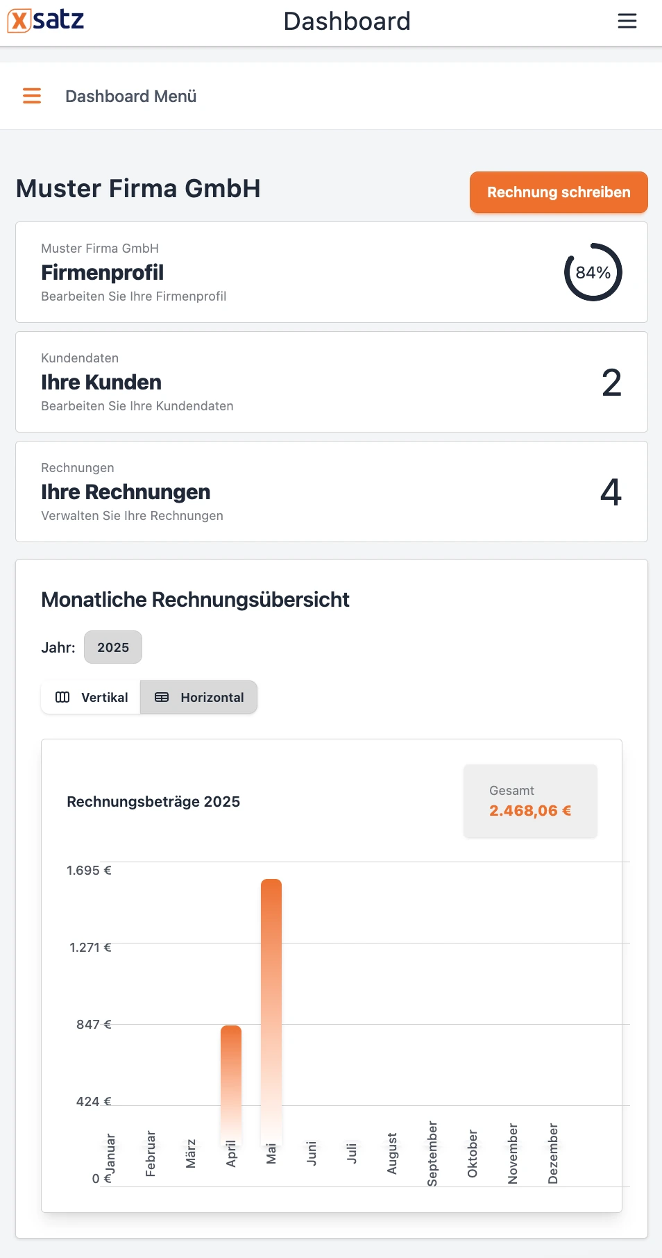 XSatz Dashboard Mobil